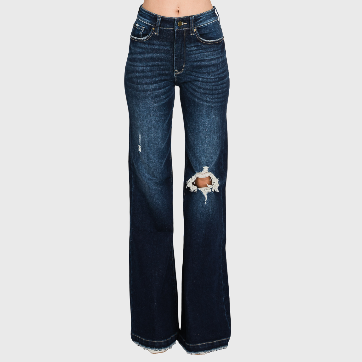 Vintage Vibes Distressed Flare Jeans