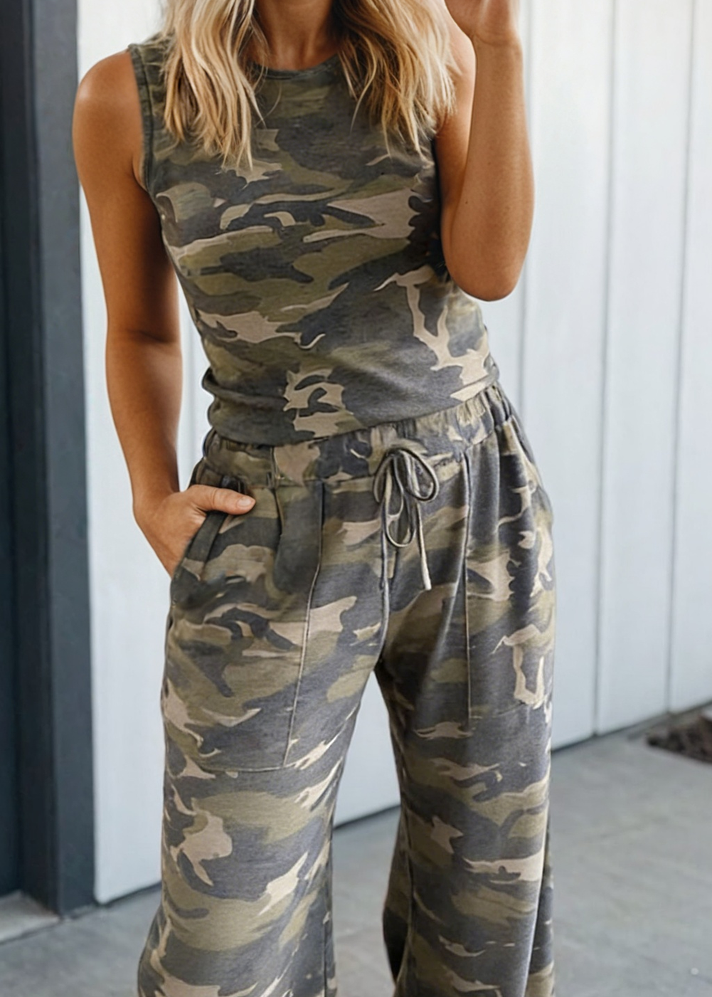 Camo Tank/Drawstring Pant Set