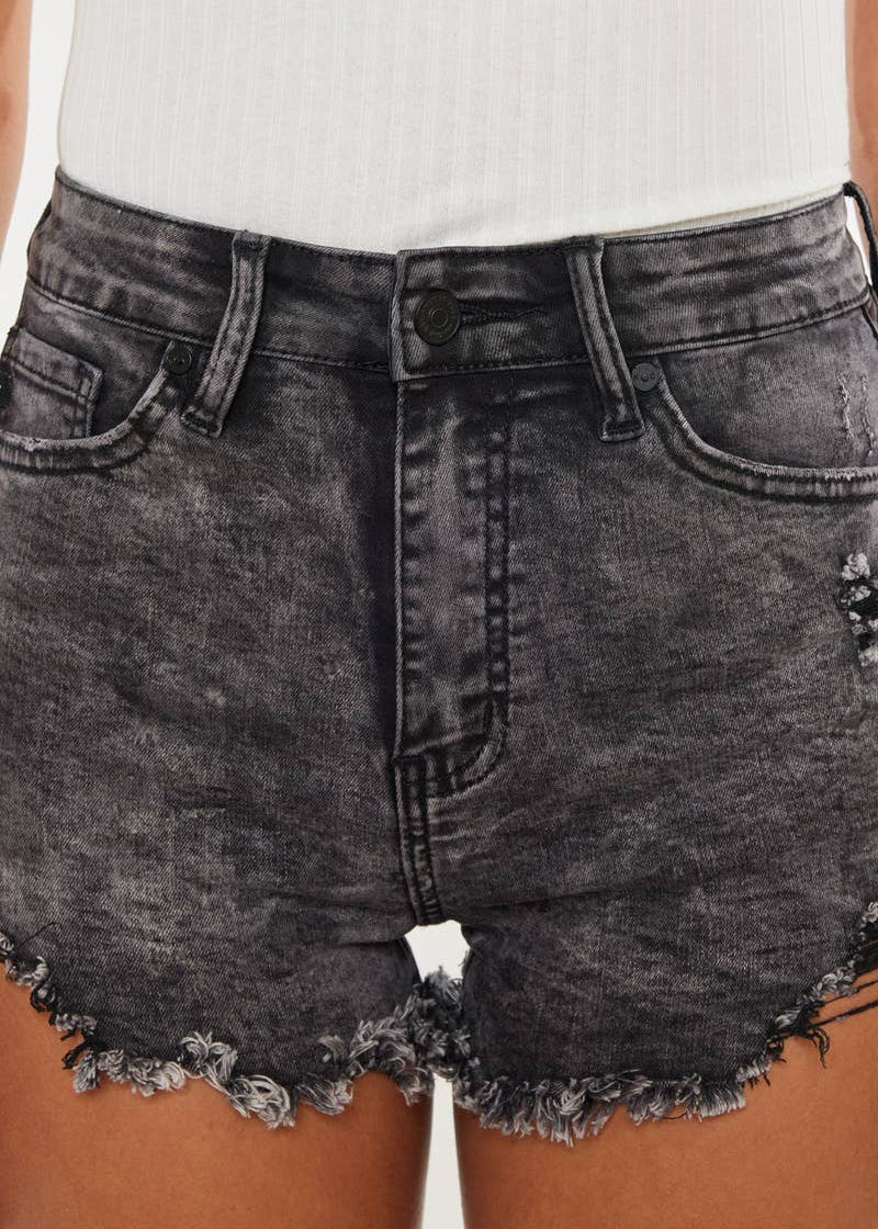 Black Frayed Denim Shorts