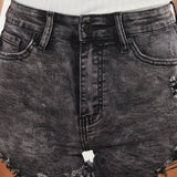 Black Frayed Denim Shorts