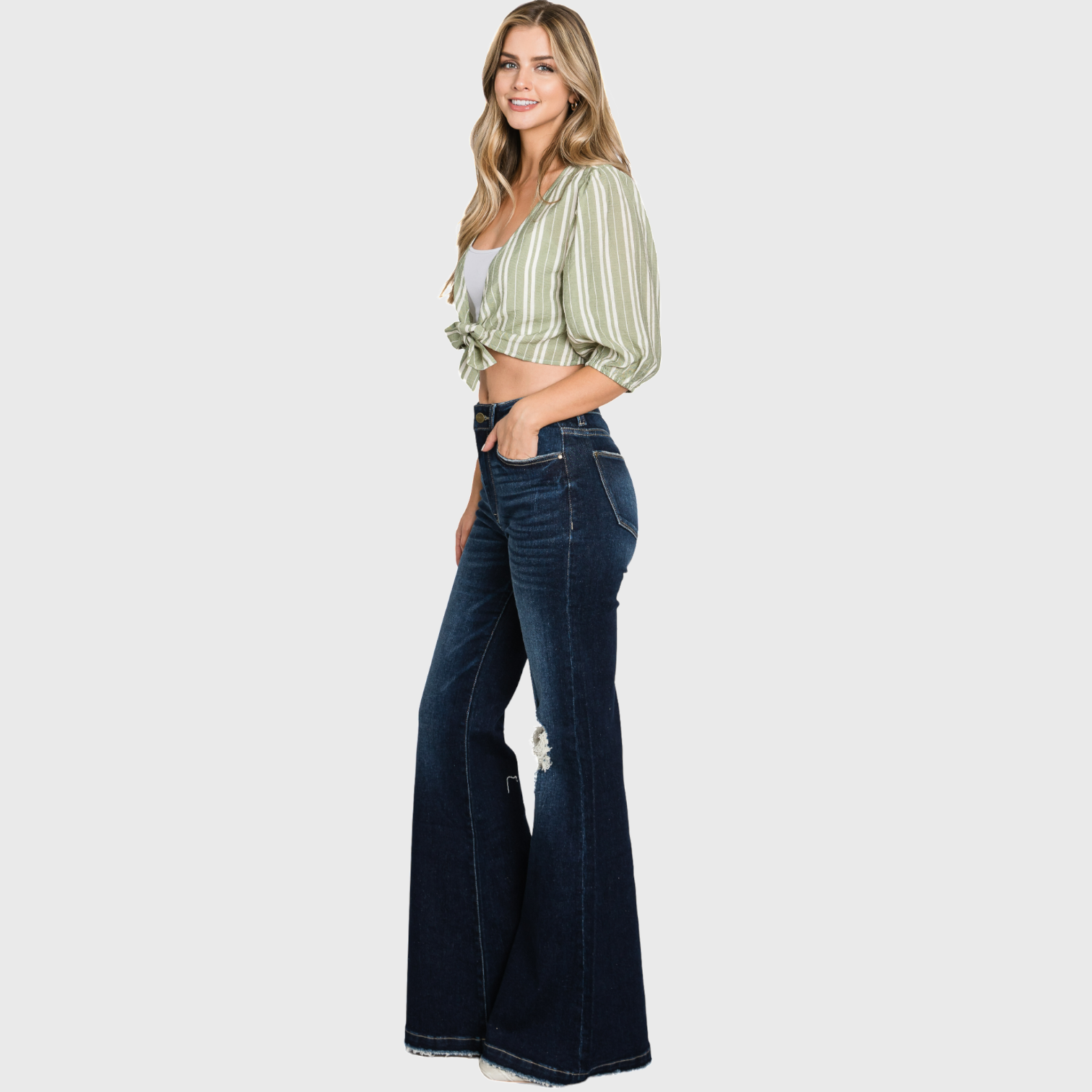 Vintage Vibes Distressed Flare Jeans