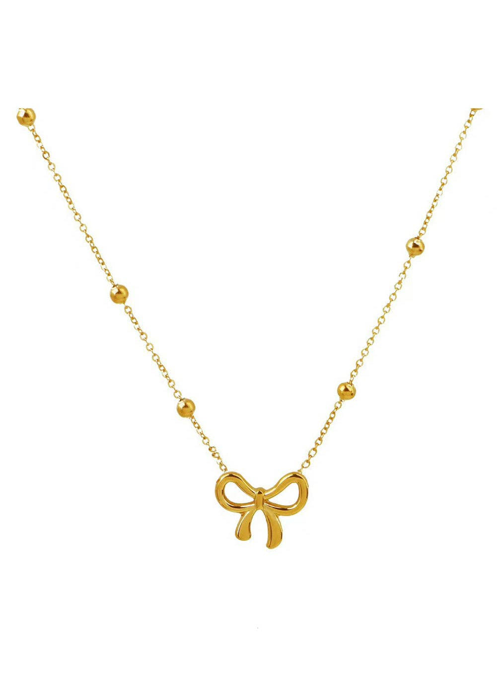Gold Bow Pendant Choker Necklace