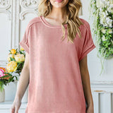 Ribbed Hi-Low Side Slit Tunic Top Plus Size.