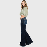 Vintage Vibes Distressed Flare Jeans