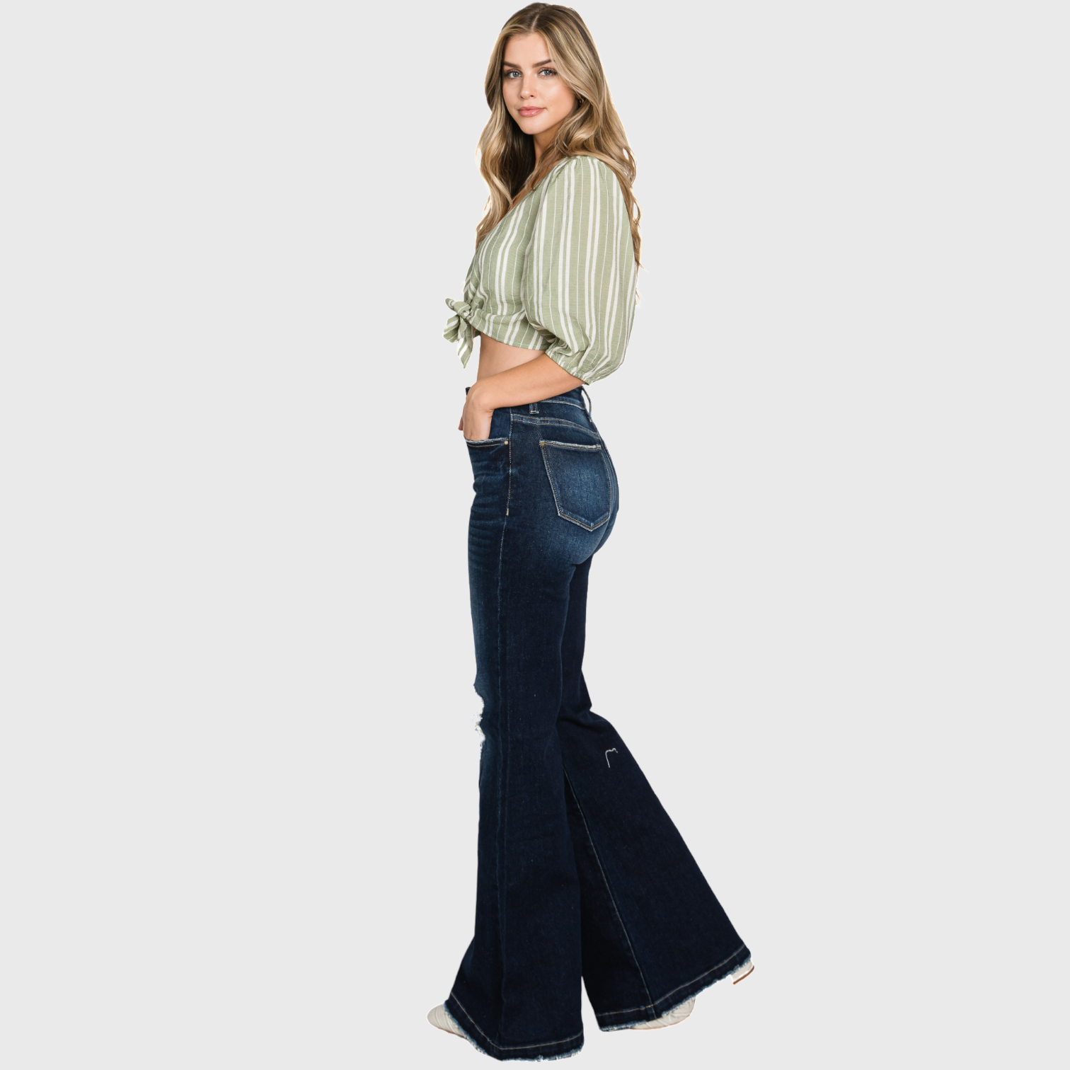 Vintage Vibes Distressed Flare Jeans