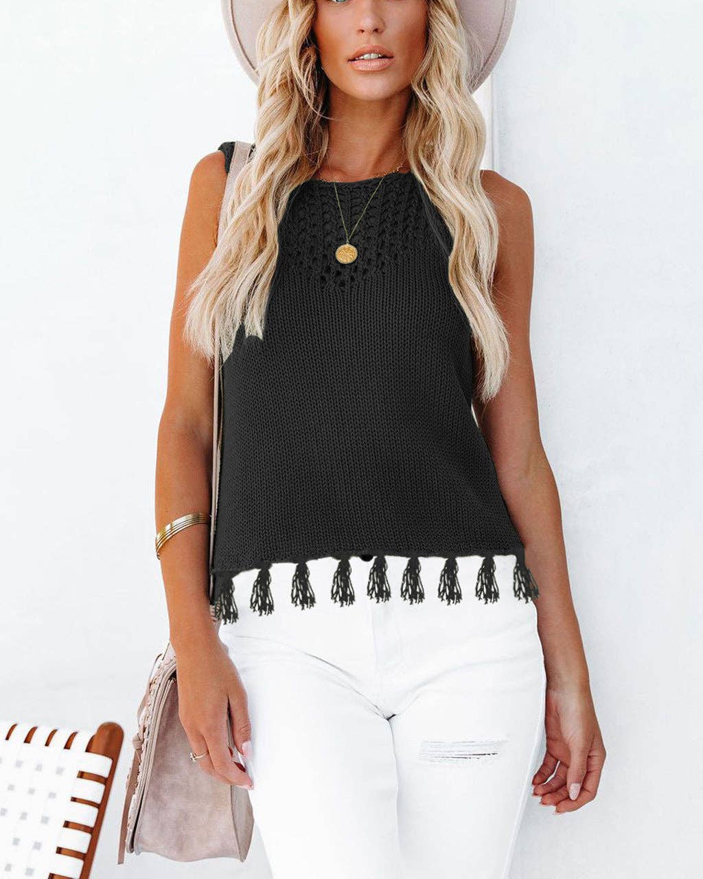 Fringe & Flow Knit Tank