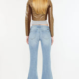 Mid Rise Distressed Flare Jeans