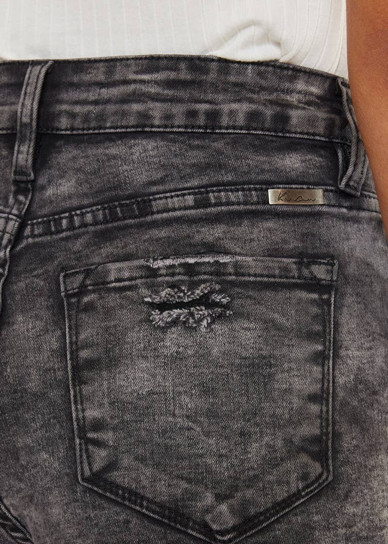 Black Frayed Denim Shorts