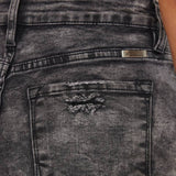 Black Frayed Denim Shorts