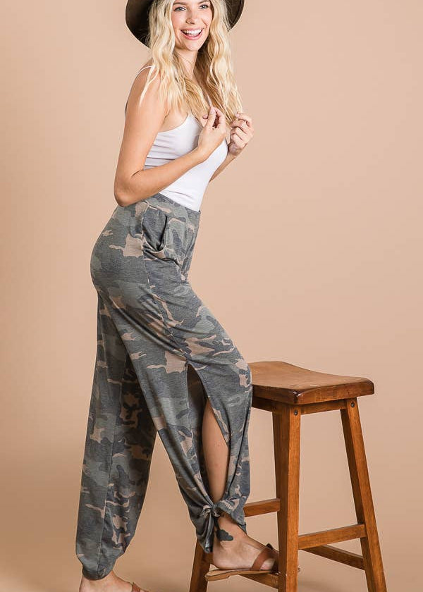 Camo Ankle Tie Pants
