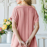 Ribbed Hi-Low Side Slit Tunic Top Plus Size.